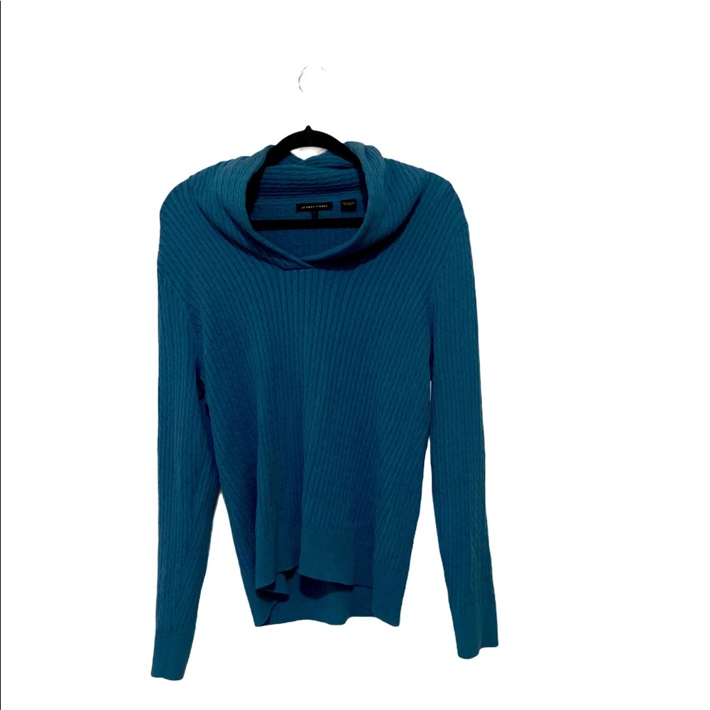 Jeanne Pierre blue Long Sleeve 100% Cotton cowl neck Sweater Top in a size L.